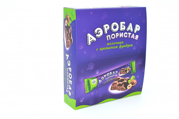 Аэробар Батончик пористый молочный фундук 28гр./18 шт