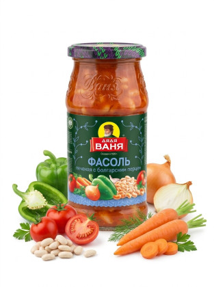 "ДЯДЯ ВАНЯ" Фасоль перечная с болгарским перцем с/б 370 г*8