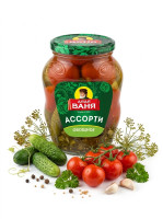 "ДЯДЯ ВАНЯ" Ассорти овощное маринованное Огурцы и томаты с/б 680*8 (752 )