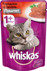Кош. Корм (Whiskas) Паштет Говядина\Печень 28шт*75гр Кош. Корм (Whiskas) Паштет Говядина\Печень 28шт*75гр