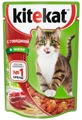 Кош. Корм (Kitekat) с Говядиной в желе 28шт*85гр