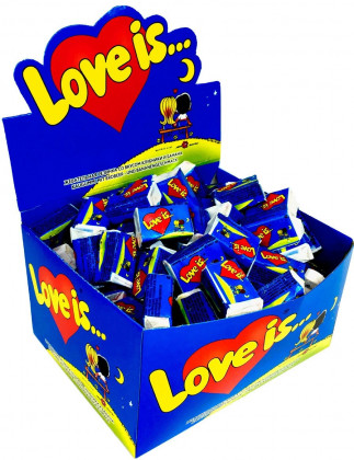 Жев.LOVE IS банан и клубника(20  бл.)