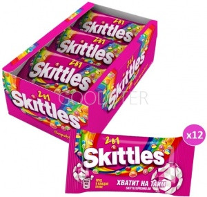 Skittles драже вкус 2в1 38гр*12шт*12бл (144шт)
