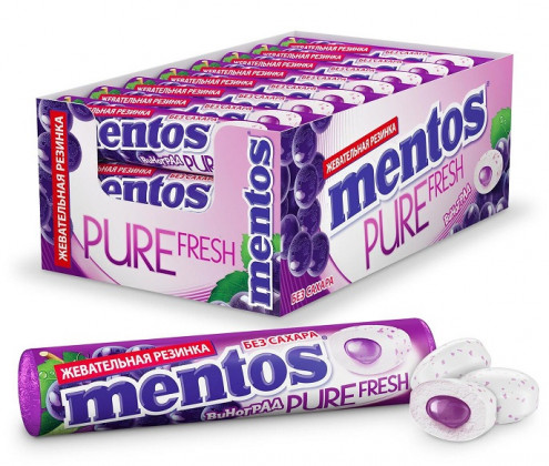 Жев. Mentos ПФ ролл Виноград 12бл*24шт*16гр